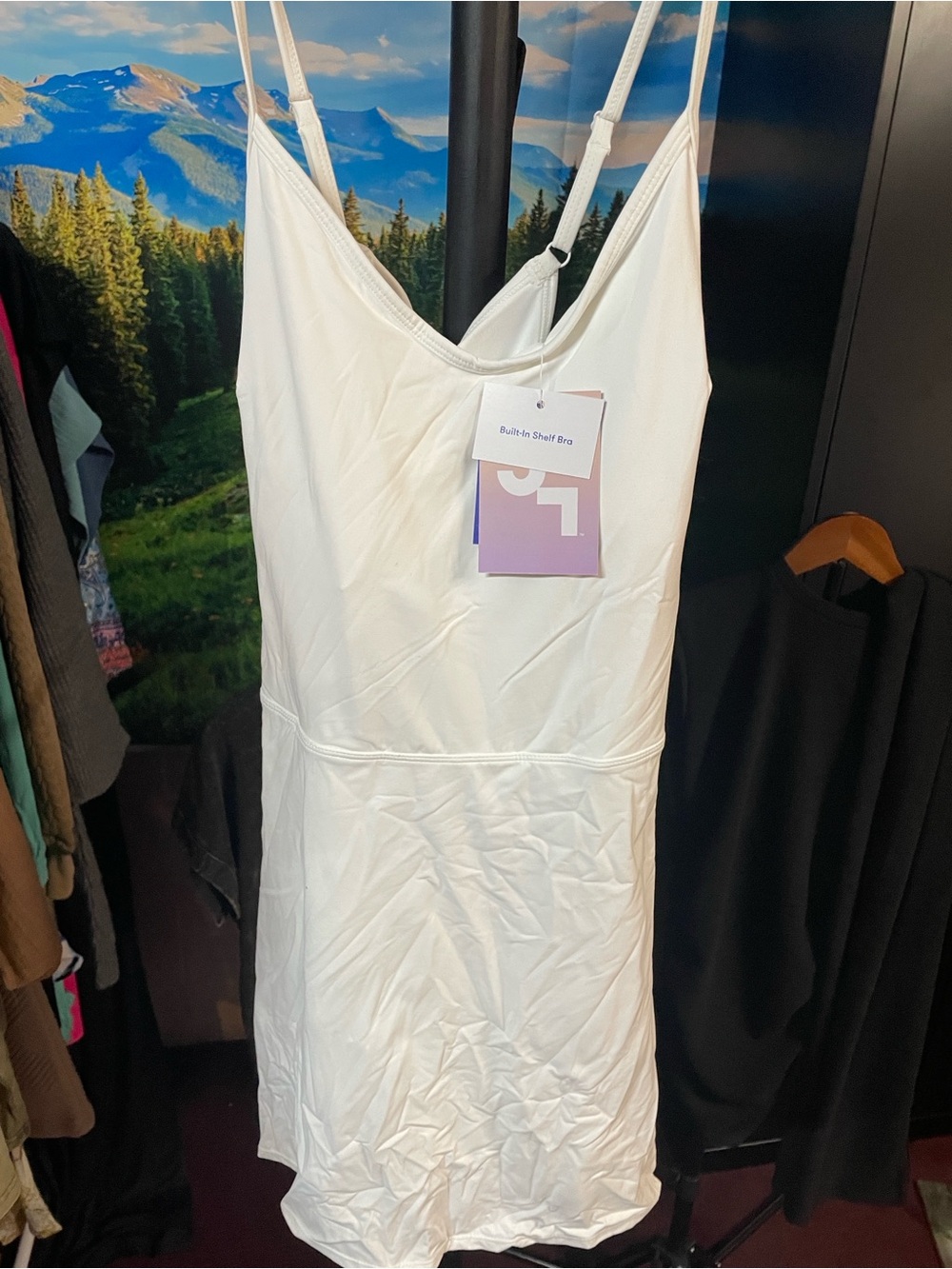 JoyLab Women’s White Active Dress with Shorts &Built-in Shelf Bra